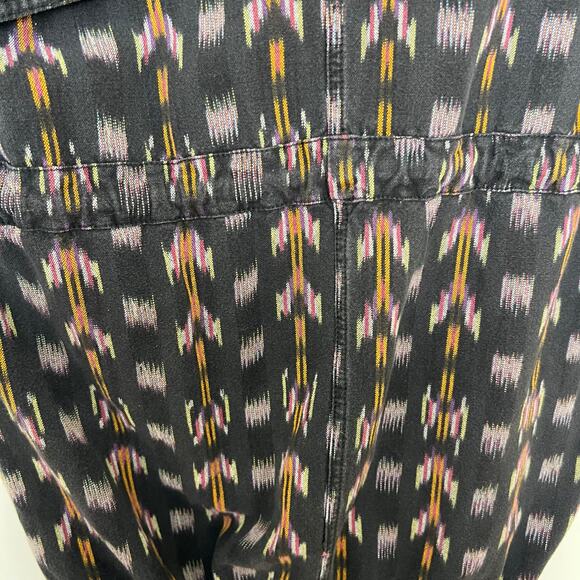 Free People Ikat Print Hooded Utility Jacket Black Cotton Boho Lagenlook - Picture 13 of 15